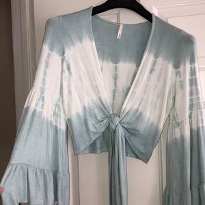 Blue/White Tie Dye Cropped Top